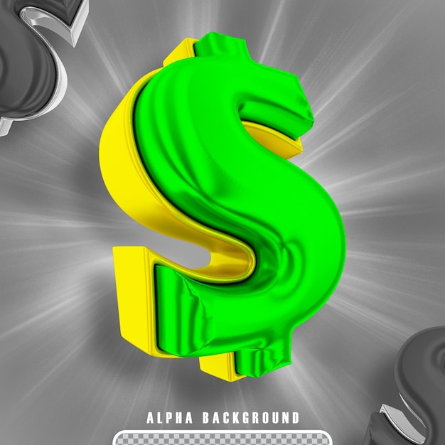 3D-Dollar-Münzensymbol in 3D-Rendering isoliert