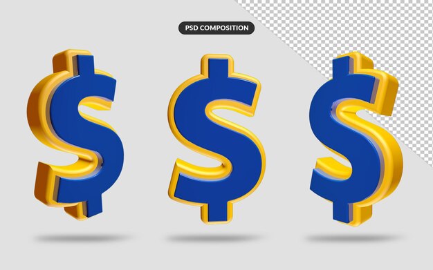 3d-dollar-symbol psd isoliert