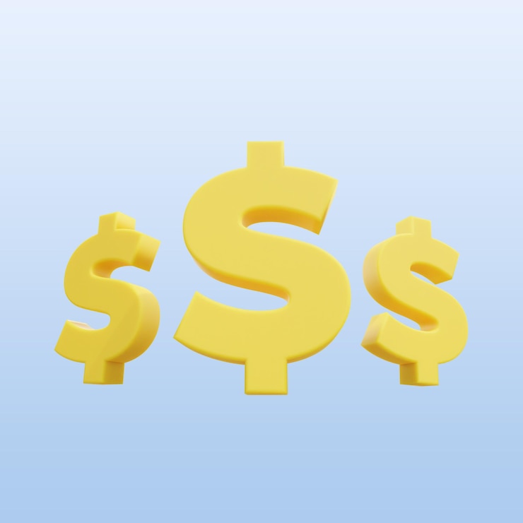 PSD 3d dollars 3d render transparent