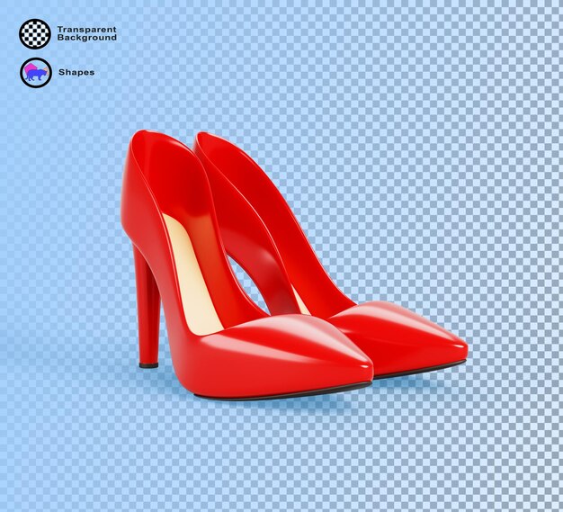 3d donne pompe ad alto tacco appuntito stiletto punta moda ragazza elegante scarpe di pelle rosso brillante per ufficio o festa di nozze calzature sexy di lusso per appuntamento romantico isolato render icona