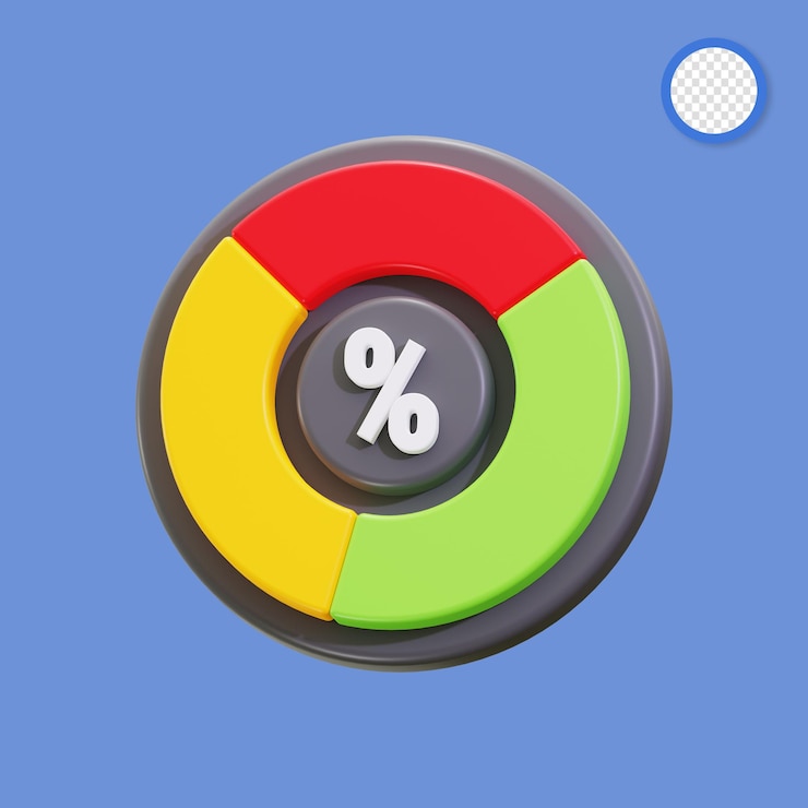 PSD 3d donut chart illustrating percentage data