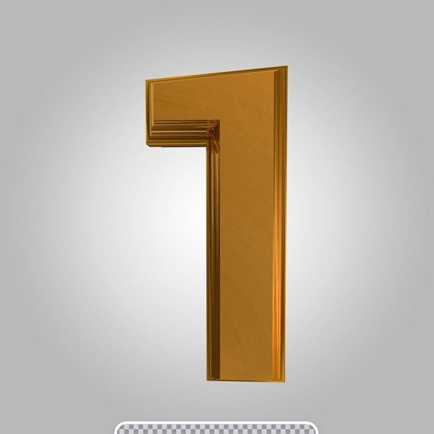 3d dorado numero 1 transparente