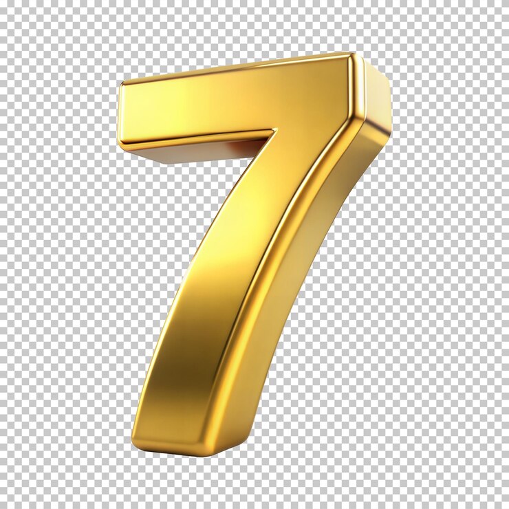 PSD 3d dorado número 7 fondo transparente