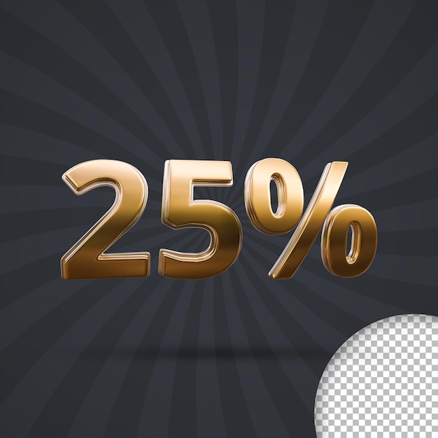 3D dorado veinticinco por ciento psd