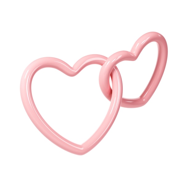 3d dos cuadros de corazón rosado brillante sobre fondo blanco adecuado para el día de San Valentín día de la madre día de la mujer
