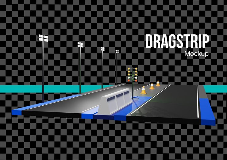 PSD 3d dragstrip raceway for motorsport car racing speedway mockup