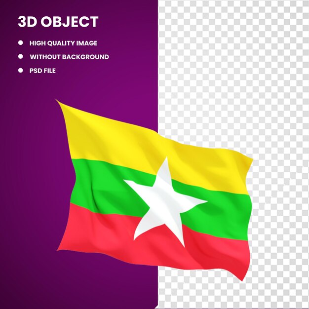 PSD 3d le drapeau de la birmanie