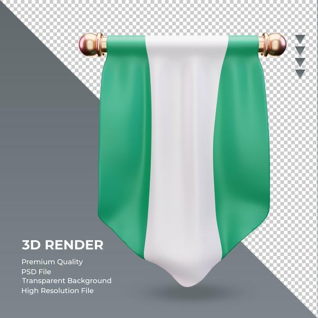 3d, drapeau nigérian, rendu, vue frontale