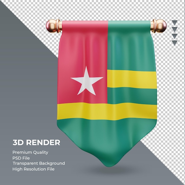 PSD 3d, drapeau, togo, fanion, rendu, vue frontale