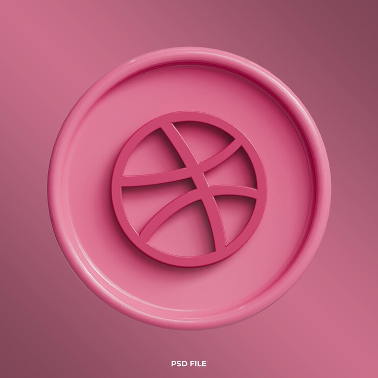 PSD 3d dribble logo with modern circular blue background
