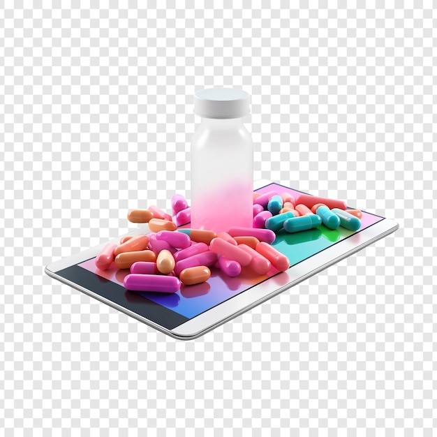 PSD 3d drug health tablet isoliert auf durchsichtigem hintergrund