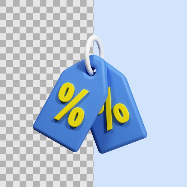 3D Due cartellini con illustrazione percentuale semplice