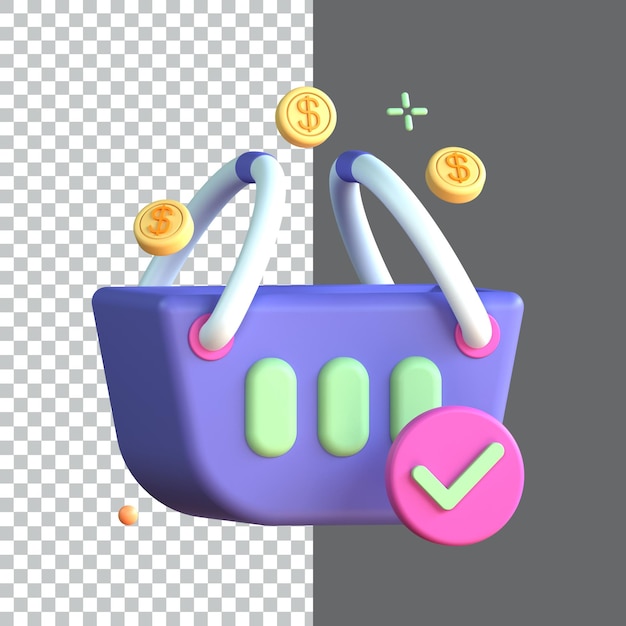 3D-E-Commerce-Symbol rendert Asset-Design 3D-Symbolillustration