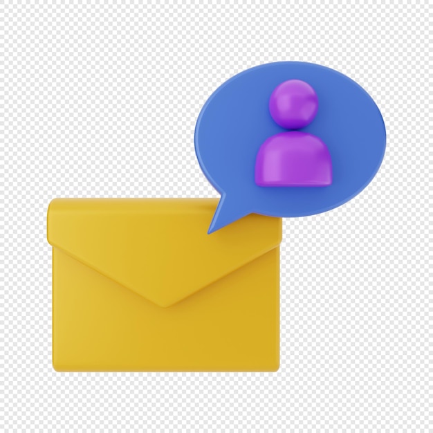 3d-e-mail-umschlagsymbol mit chat