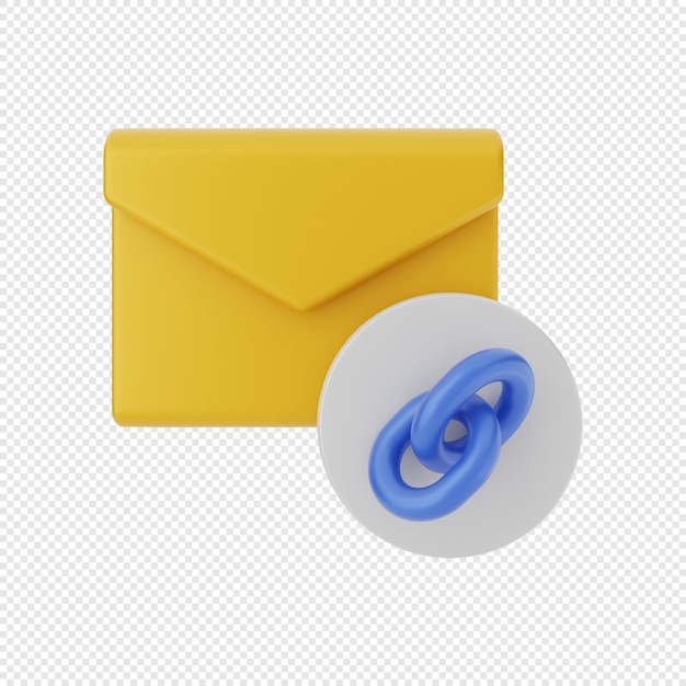 3D-E-Mail-Umschlagsymbol mit Link-Adresse