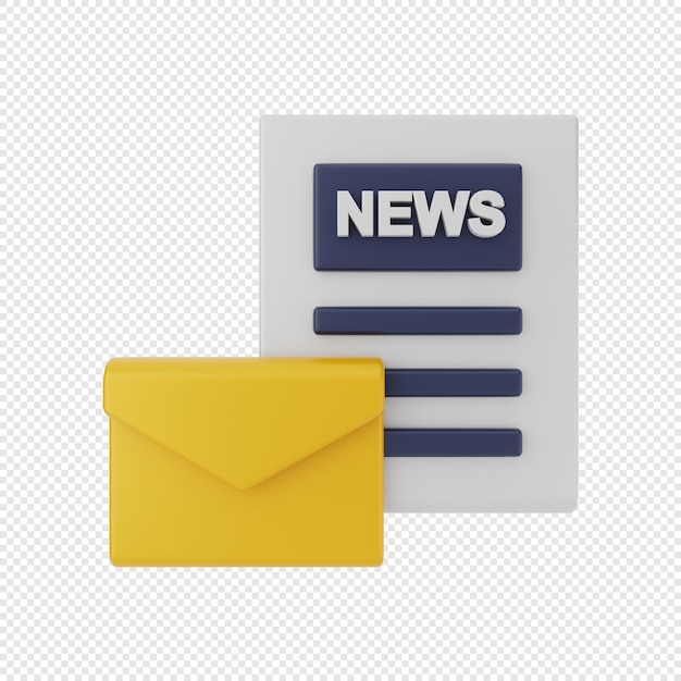 3d-e-mail-umschlagsymbol mit newsletter