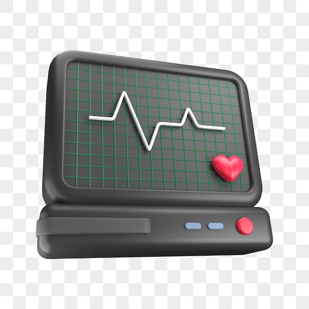 3D ECG monitor frequenza cardiaca psd sfondo trasparente Psd Premium