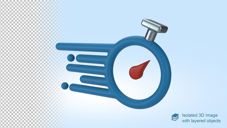 PSD 3d ecommerce icon with fast delivery chronometer