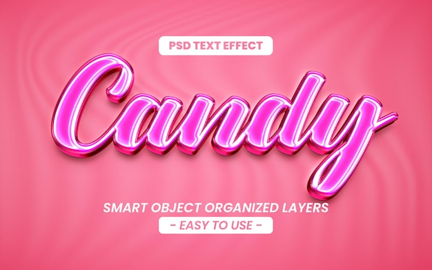 3d editable candy text effect title graphic mockup template