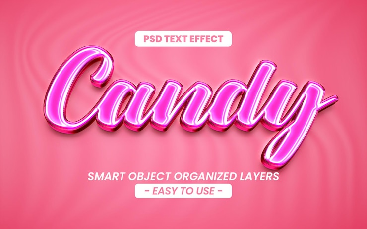 PSD 3d editable candy text effect title graphic mockup template