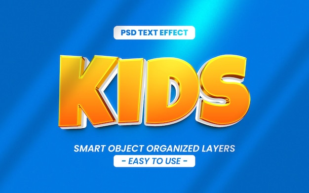 3d editable kids text effect title graphic mockup template