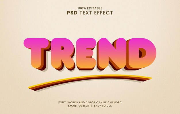 3d editable text effect in modern trend style