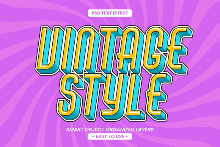 PSD 3d editable vintage text effect title graphic mockup template