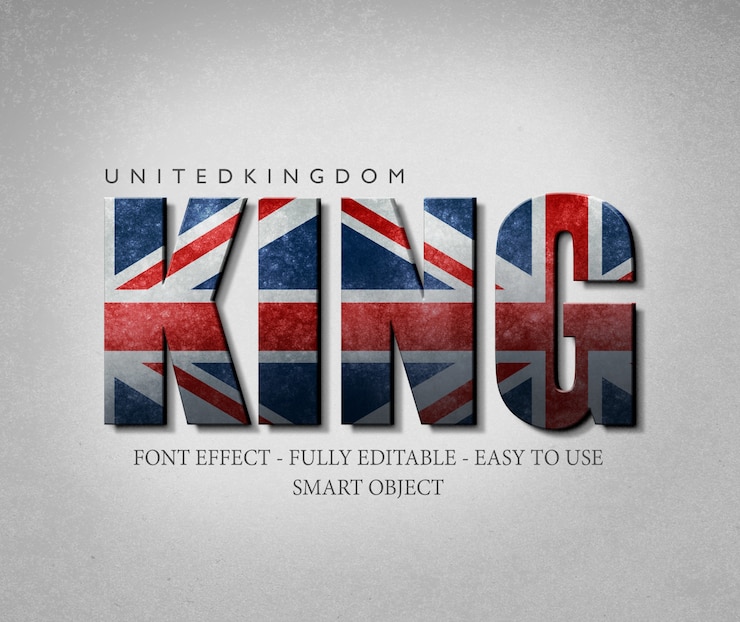 PSD 3d effect font vereinigtes königreich flag
