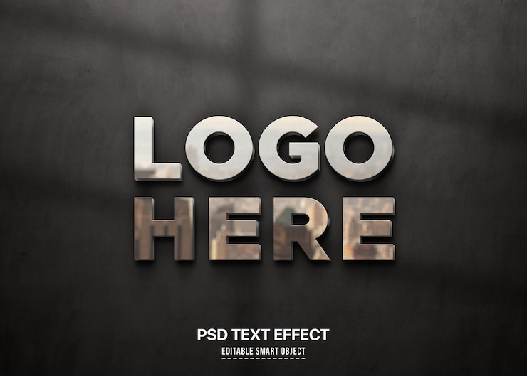 PSD 3d effect logo mockup metallic logo mockup