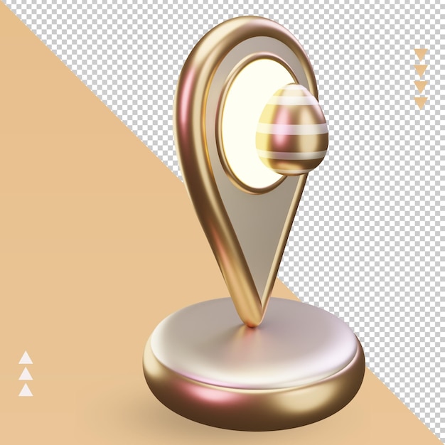 3D-Ei-Standort-Ostern-Symbol, das die linke Ansicht wiedergibt
