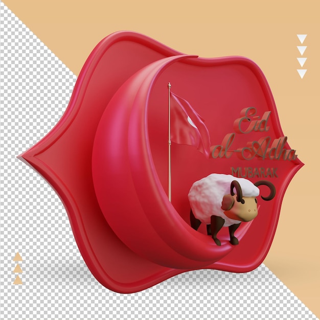 3d eid al adha bandeira da Turquia renderizando a vista esquerda
