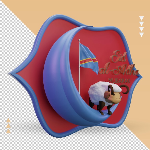 3d eid al adha bandeira do Congo Democrático renderizando a vista esquerda