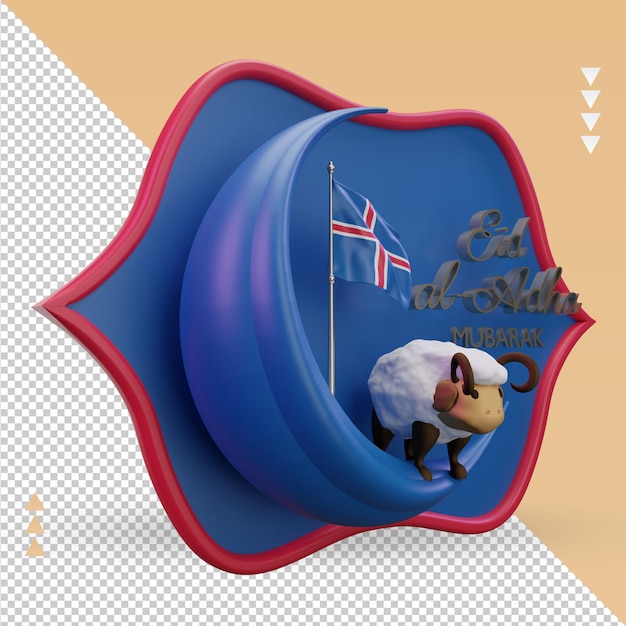 3d eid al adha bandera de islandia renderizado vista izquierda