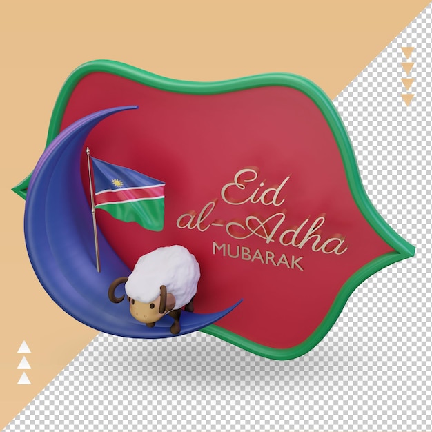 PSD 3d eid al adha bandera de namibia renderizado vista derecha