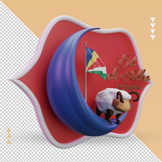 3d eid al adha Bandera de Seychelles representación vista izquierda