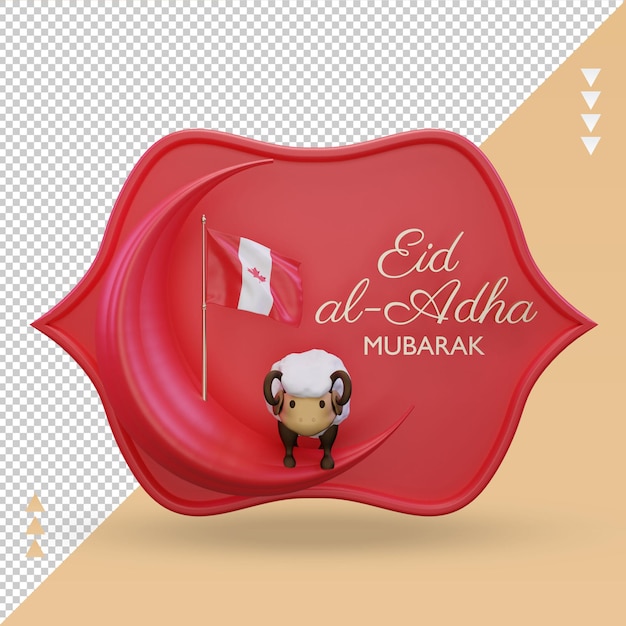 3d eid al adha canadá bandeira renderização vista frontal