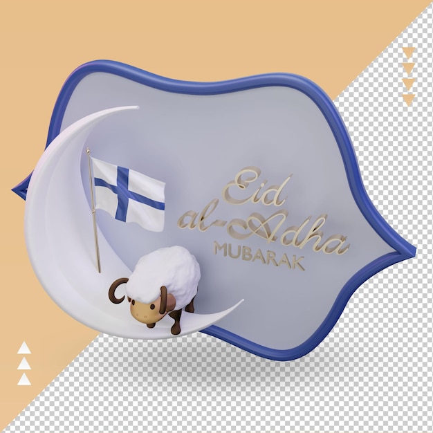 3d Eid Al Adha Drapeau Finlandais Rendu Vue Droite