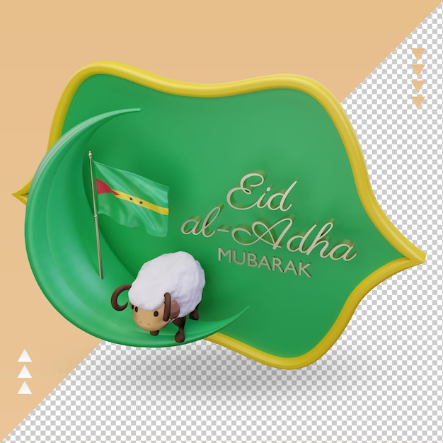 3d eid al adha flagge von sao tome und principe, die die rechte ansicht wiedergibt