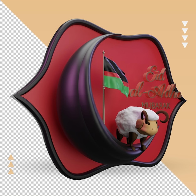 3d eid al adha Malawi flag renderizado vista izquierda