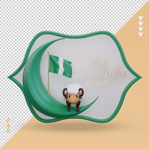 3d eid al adha nigeria bandera representación vista frontal