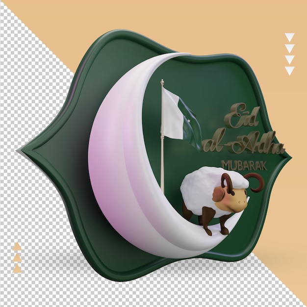 PSD 3d eid al adha pakistán bandera renderizado vista izquierda