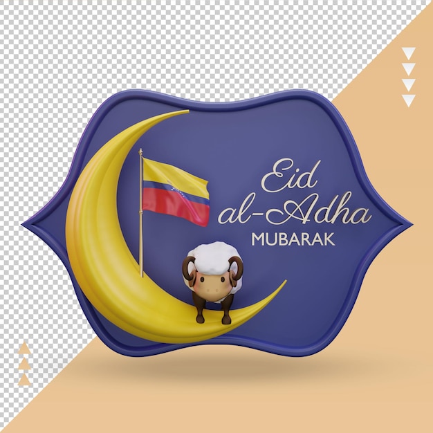 3d eid al adha venezuela bandeira renderização vista frontal