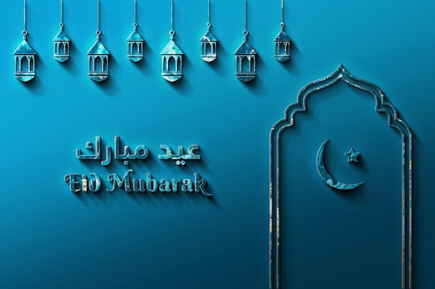 3d Eid mubarak saludos fiesta islámica