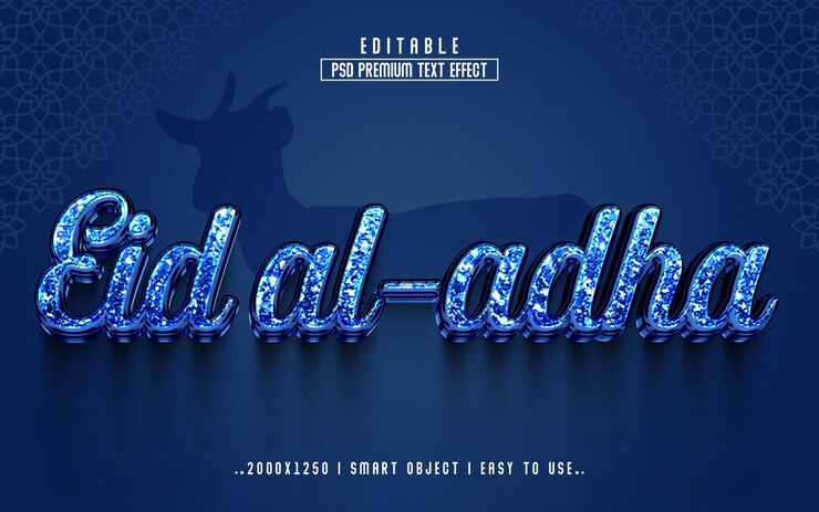 3d Eid ul Adha psd estilo de efecto de texto editable