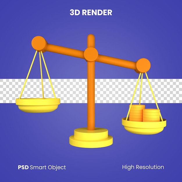 3d eine skala mit gold auf der seite in render isoliert