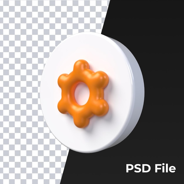 3D-Einstellungen orange matt glänzend UI-Symbol rendern Premium Psd