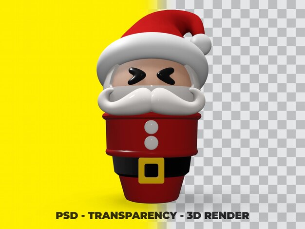 PSD 3d-eiscreme-weihnachtsmann mit transparentem hintergrund premium psd