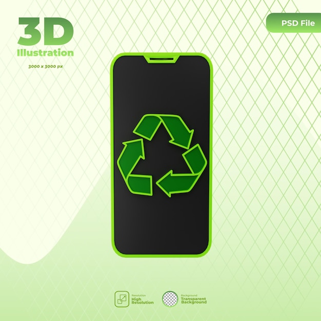3D-Elektronikrecycling-Symbolillustration