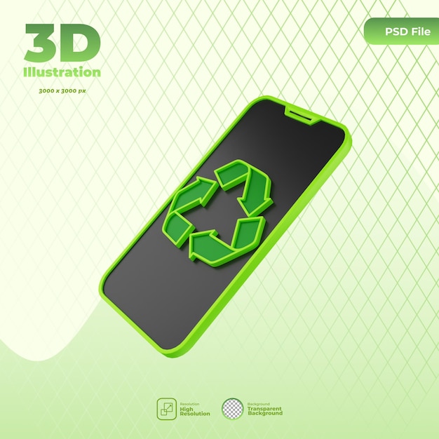 3D-Elektronikrecycling-Symbolillustration