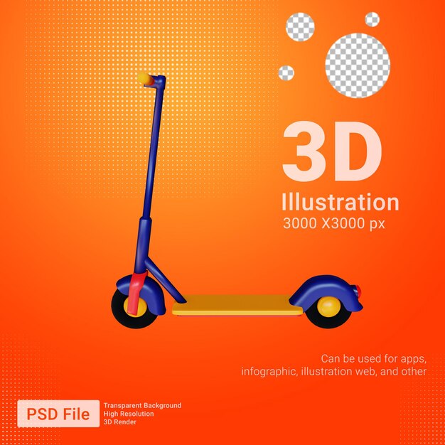 3D Elektroroller Seitenansicht